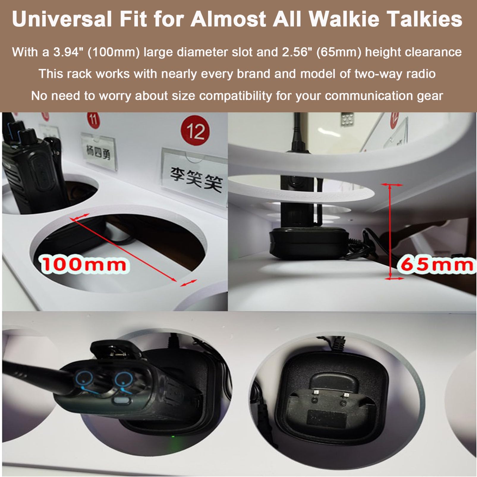 Soporte Resistente para Walkie Talkie, Organizador Universal de Escritorio para Radios Bidireccionales, Estante Multiranurado, Base de Carga Portátil para Seguridad, Construcción, Hotel, Almacén