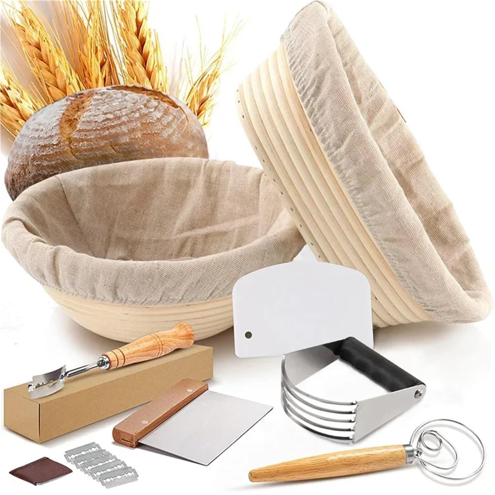 Cesta de mimbre for fermentación masa, cesta pan fermentada ovalada Natural Para Hornear Pan(Baker Bread S)