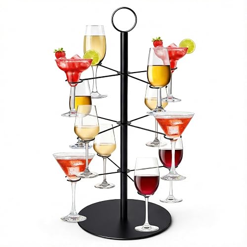 3 Tier 12 Holders Metal Drink Tower, Cocktail Tree Stand