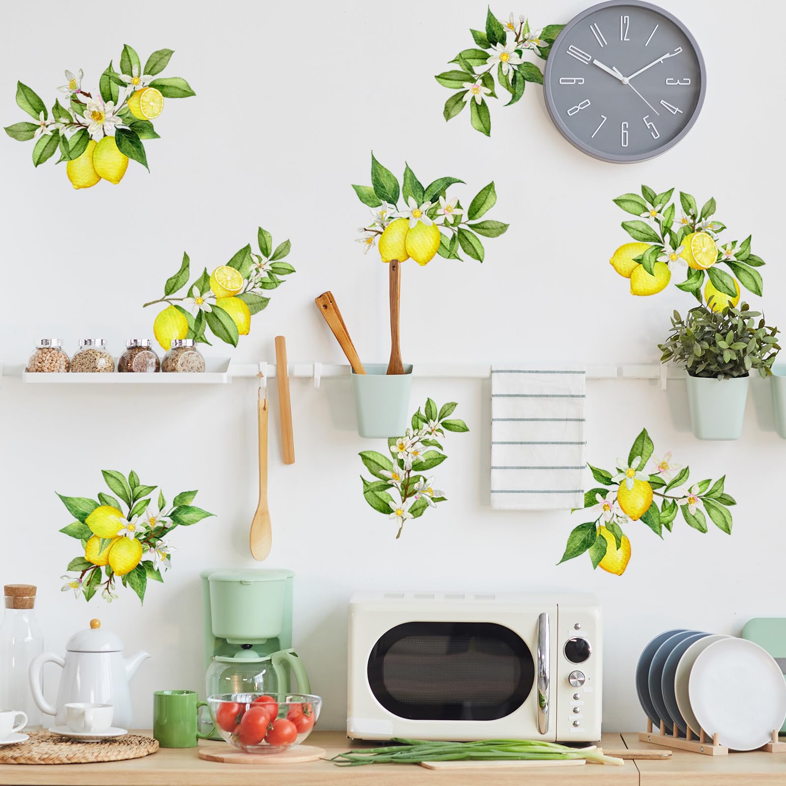 Buer HomieWall Decals, Lemon Pattern Peel and Stick Stickers for Kitchen