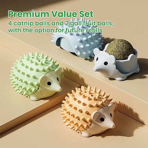 Miniatura 7 de 6 piezas de juguetes de bola de hierba gatera con cáscara de frotamiento, juguetes de hierba gatera para gatos masticables, juguetes comestibles y