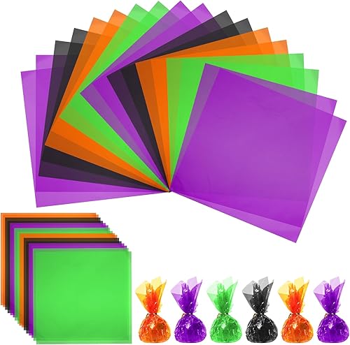 Miniatura 7 de Outus 104 hojas de celofán de celofán de color para filtro de luz de gel, bricolaje, manualidades, decoración, lámina de plástico (rojo, verde, 7.5
