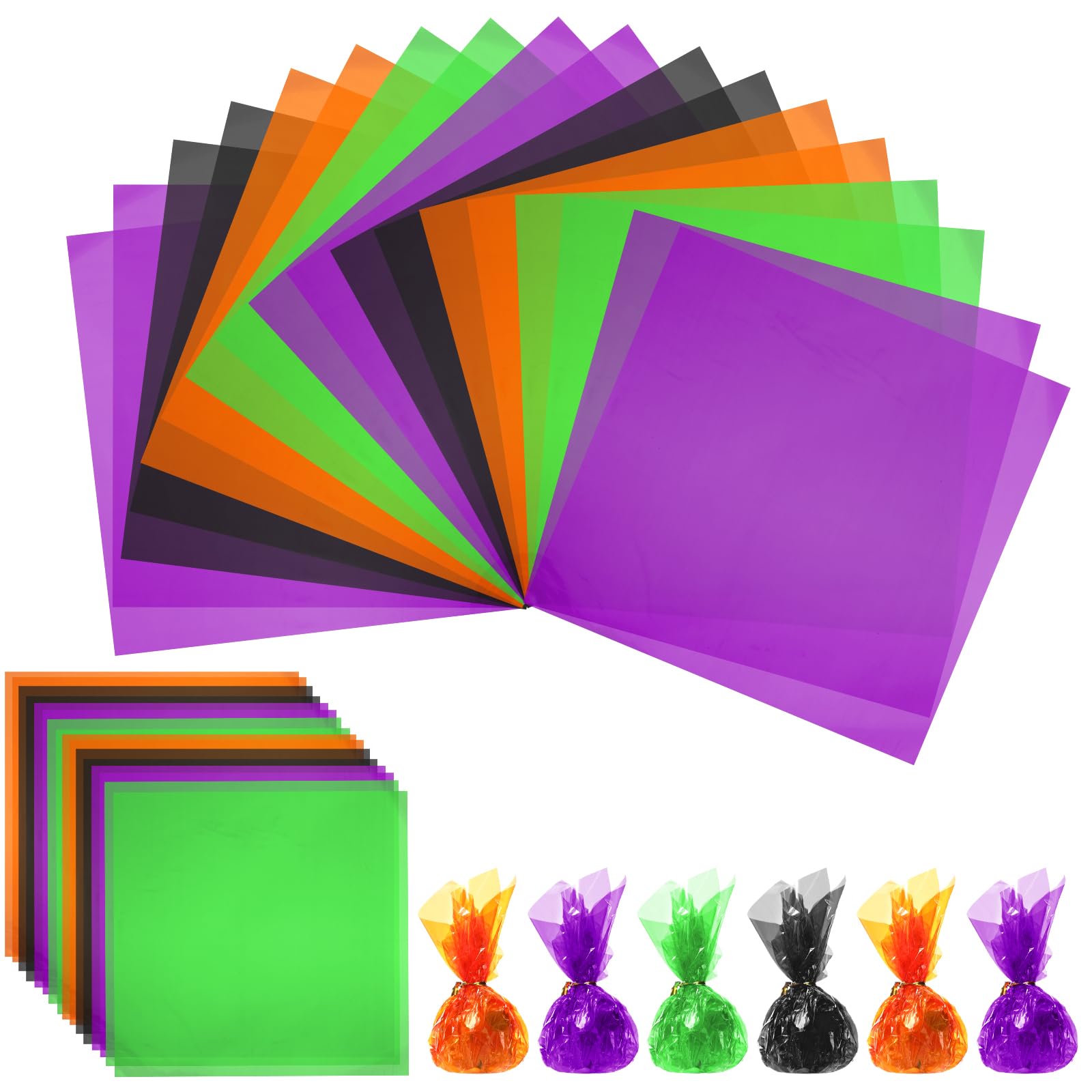 Outus 104 Cello Sheet Cello Paper Sheet, Halloween color, 7.5 x 7.5 Inch