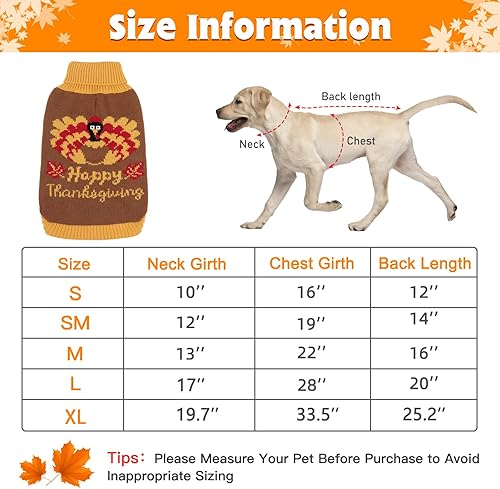 Miniatura 2 de HUMLANJ Suéter de punto de Acción de Gracias con cuello alto para perro, suéter cálido sin mangas con agujero para correa para cachorro, perrito,