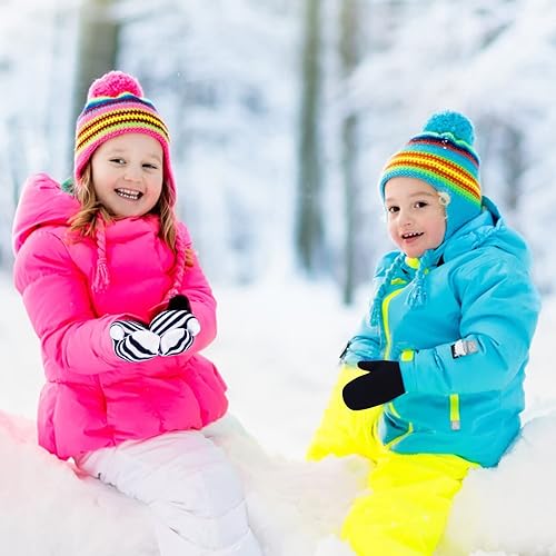 Miniatura 5 de ONESING 5 pares de manoplas para niños pequeños guantes de invierno negros para niñas y niños - Manoplas cálidas para recién nacidos