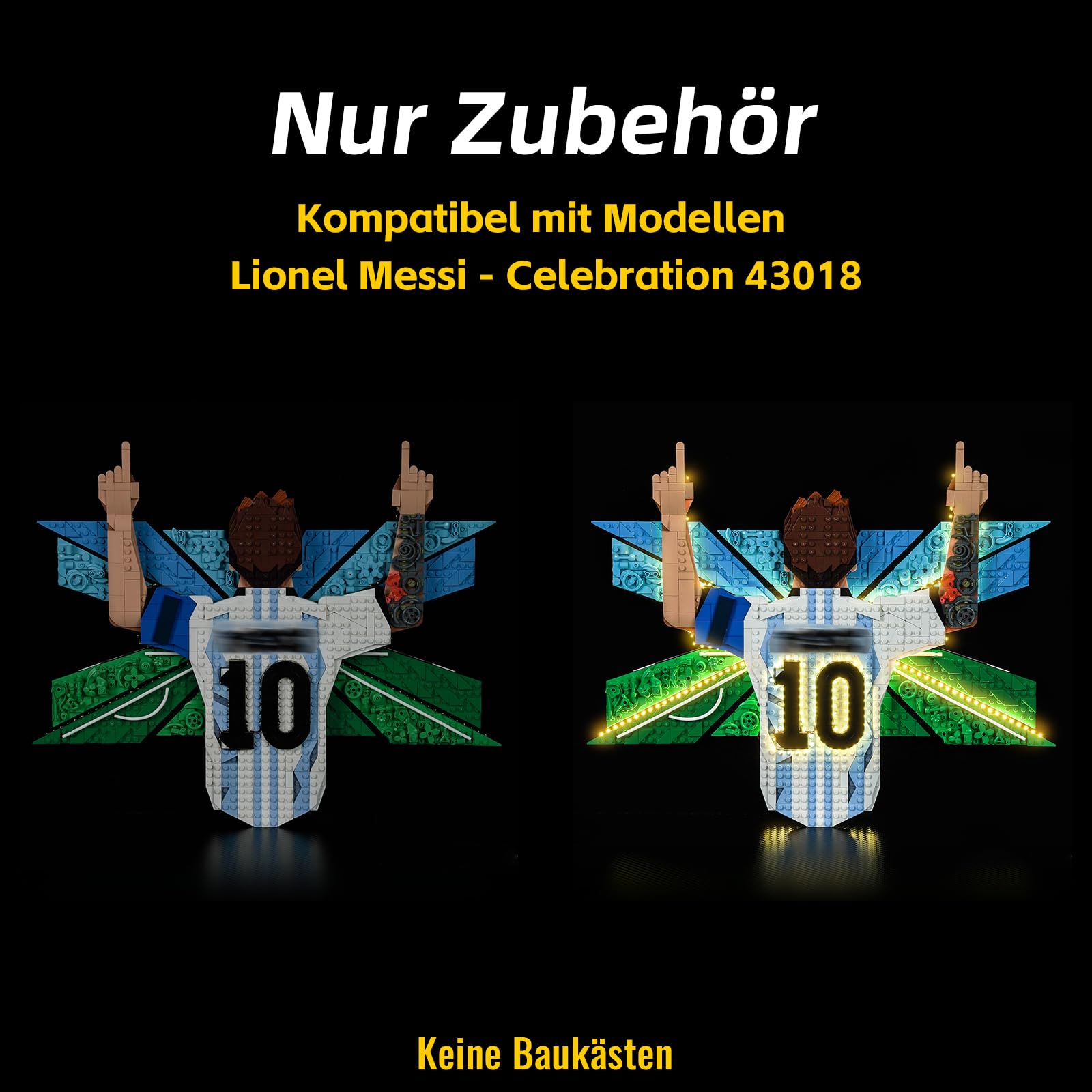 Zestaw oświetlenia LED kompatybilny z Lego 43018 Lionel Messi – Celebracja (bez modelu), zestaw do dekoracji kompatybilny z klockami Lego Lionel Messi – Celebracja