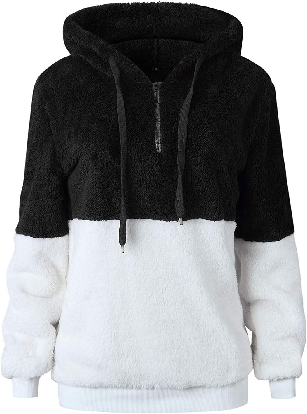 Women Casual Double Fuzzy Sweatshirt Faux Fleece Zip Pullover Hoodies Coat Outwear S-XXL - Image 4
