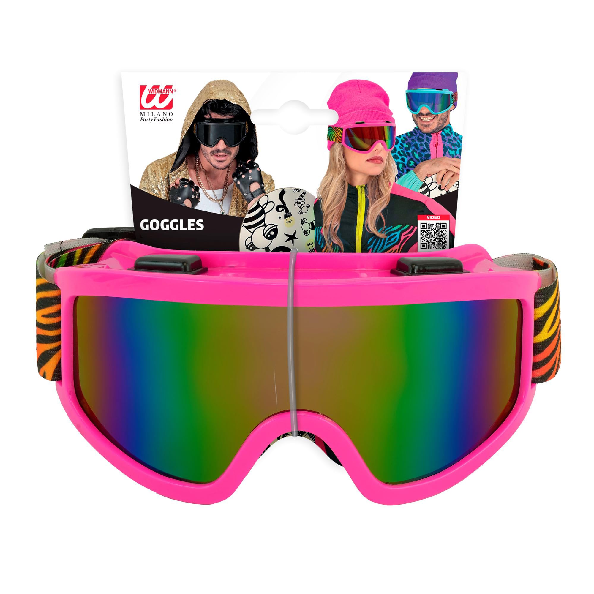 W WIDMANN MILANO Party Fashion - Ski Goggles/Snowboard Goggles Accessory for 80s Fancy Dress Costumes, Apres Ski Theme Party
