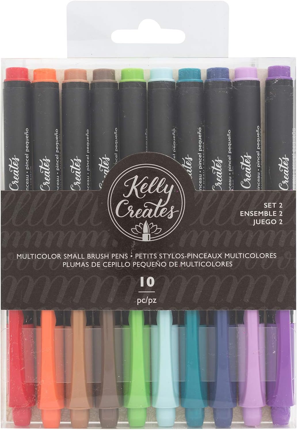 American Crafts Kelly Creates Small Brush Pens 10/Pkg-Multicolor Set 2