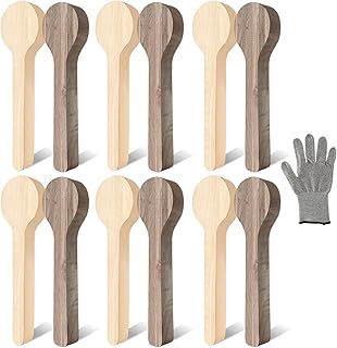 12 PCS Wood Carving Spoon Blanks Kits, Spoon Carving Blank Unfinished Wood for Whittling Tools, Woodd Spoonn Block, Basswood and Walnut Unfinished Wooden Blanks for Carving