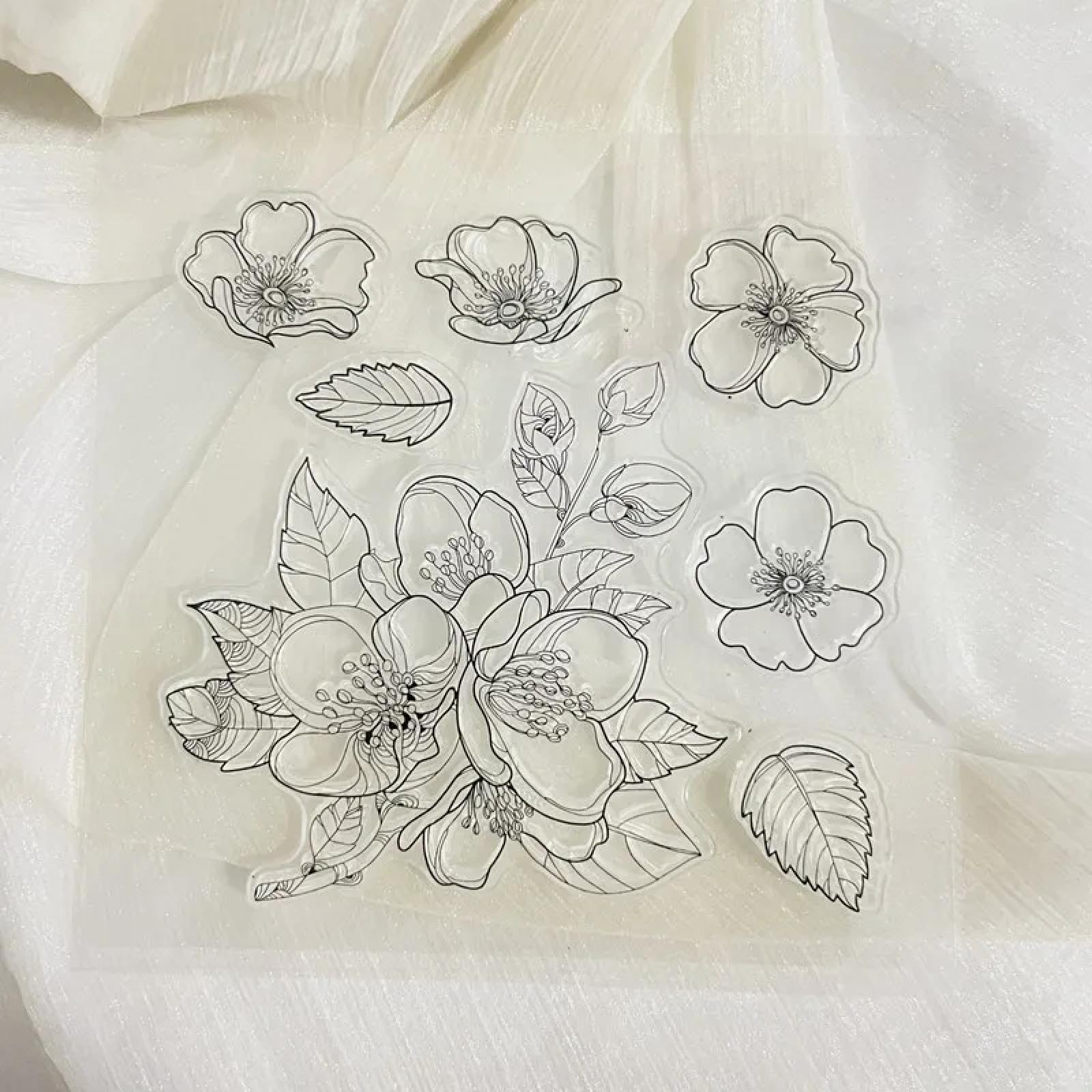 Francobolli per artigianato, forniture per la creazione di biglietti, 10 x 10 cm Boom Flower timbro trasparente in silicone timbro sigillo foglio per scrapbooking foto album decorazione