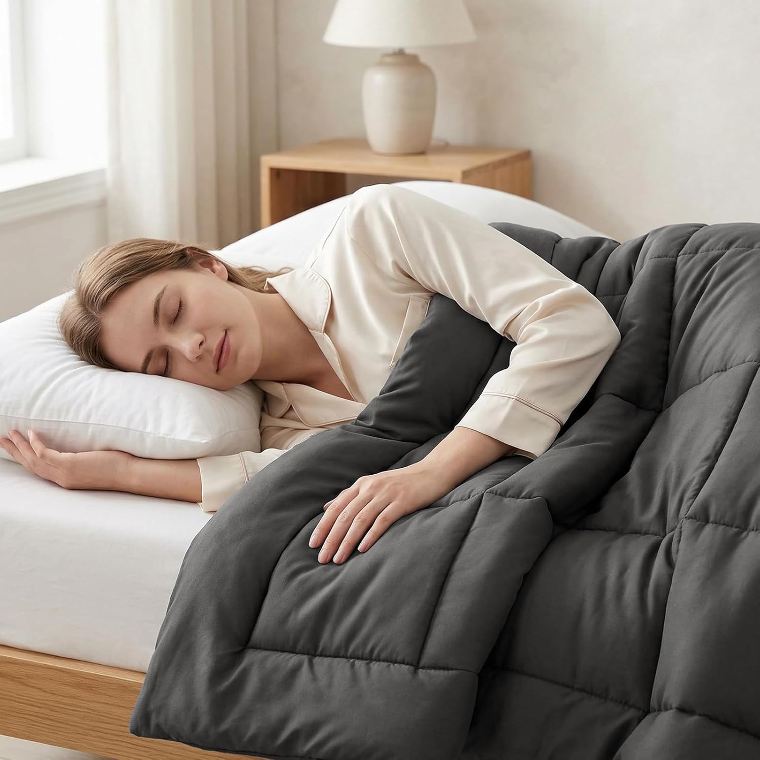 CozyLux Comforters Full Size Duvet Insert Dark Grey, All Season Quilted Bed Comforter, Box Stitched Down Alternative Duvet with 8 Corner Tabs, Gifts for Women Men, 82 x 86 Inches (Dark Gray)