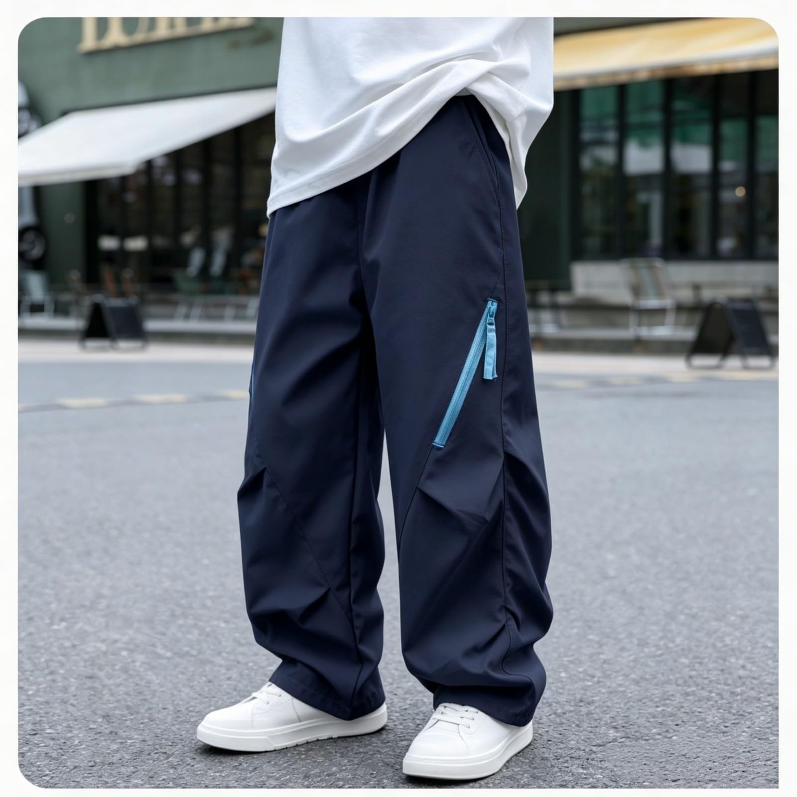 WINWUQB - Pantaloni cargo larghi da ragazzo, stile casual, a gamba larga