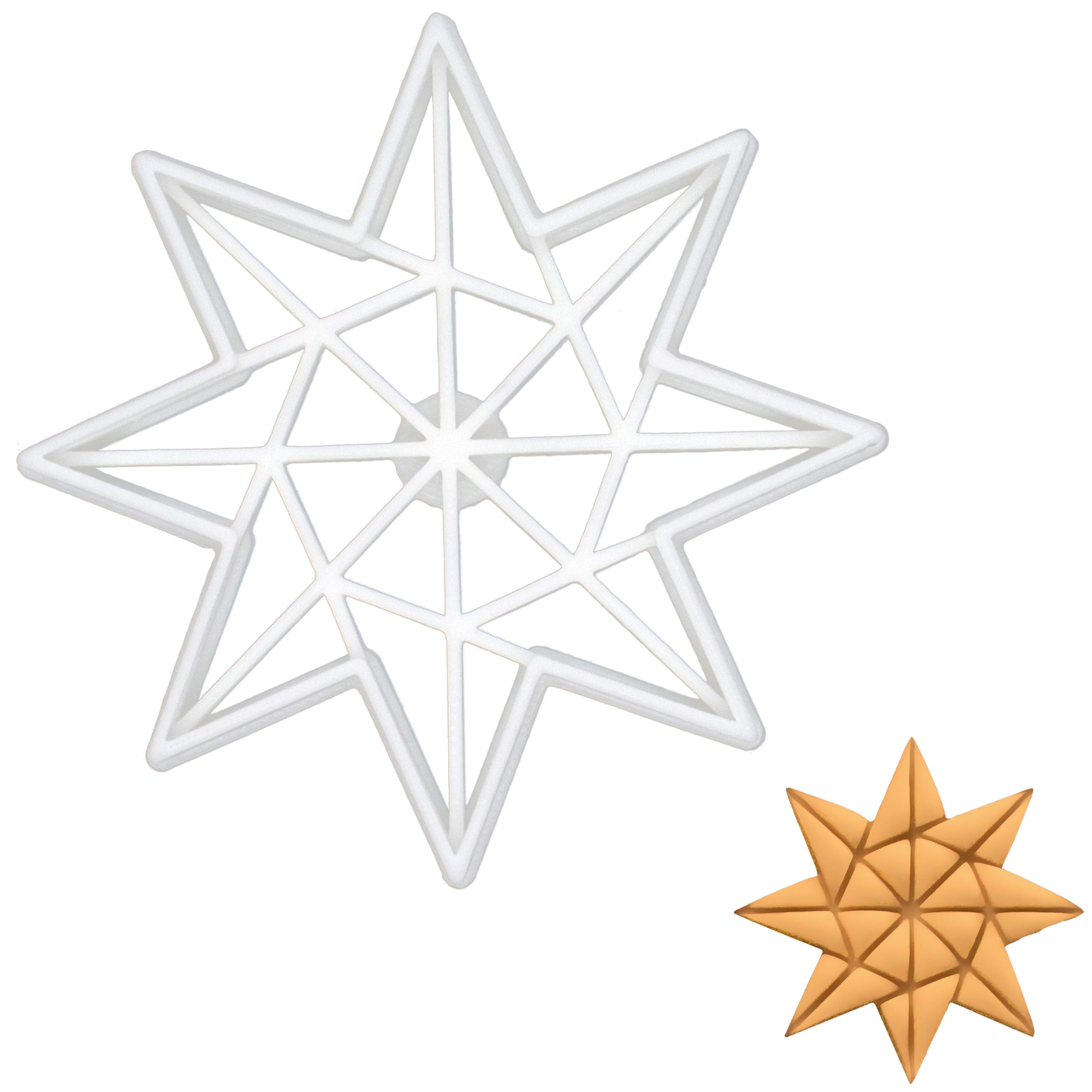 BAKERLOGY Origami Star (8-Sided, Style 2) Cookie Cutter - Detailed Biscuit Cutter Design for Baking and Crafts, Ideal on Fondant, Dough, Clay
