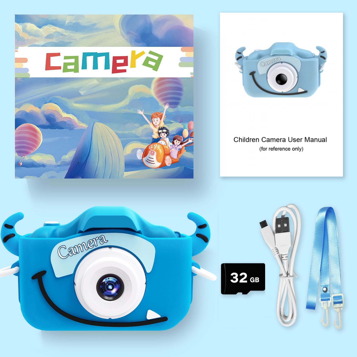 Goopow Kids Camera Toys for 3-8 Year Old Girls Boys,Children Digital Video Camcorder Camera with Cartoon Soft Cover, Best Chritmas Birthday Festival Gift for Kids - 32G SD Card Included