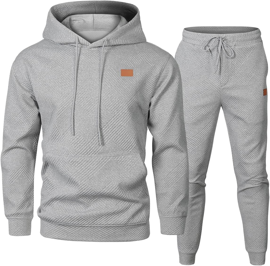 JMIERR Mens 2 Piece Jacquard Sweatsuit Outfits Hoodie Sweatshirt & Joggers Sweatpants Set Tracksuit - Image 8