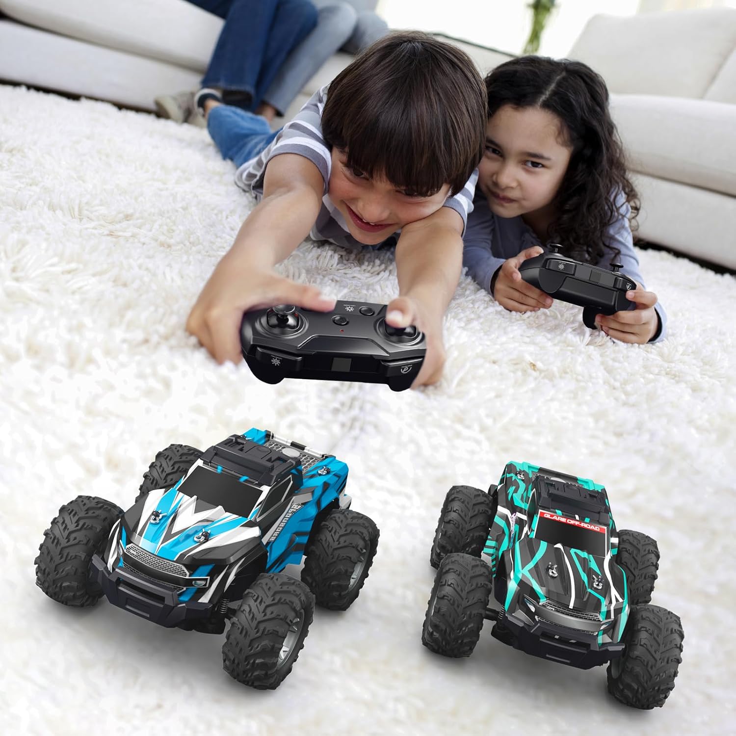 Remote Control Car for boys, 1:16 Scale All Terrain RC Cars,High Speed 25Km/h Fast Car with Colorful Led Light and spray, 2x1300mAh Rechargeable Battery RC Truck, Toy Car Gift for Teen Boys Girl Kids
