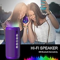 Vista 7 de Ortizan Altavoz Bluetooth portátil: IPX7 impermeable, sonido fuerte de 24 W, graves profundos, Bluetooth 5.3, luces LED, emparejamiento estéreo