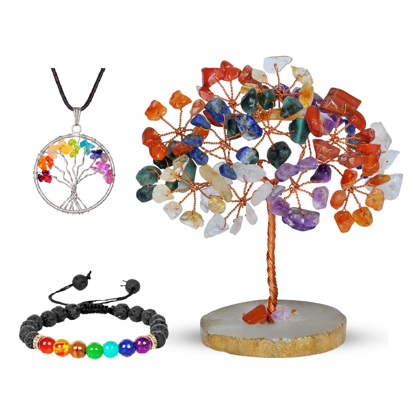 Crystal Árbol - Cristales y Piedras - 7 Cristales de Chakra - Decoración Espacial estética - Feng Shui Money tre - Decoración del Ministerio en el Interior - Chakra Stonones - Chakra -Tree of Life
