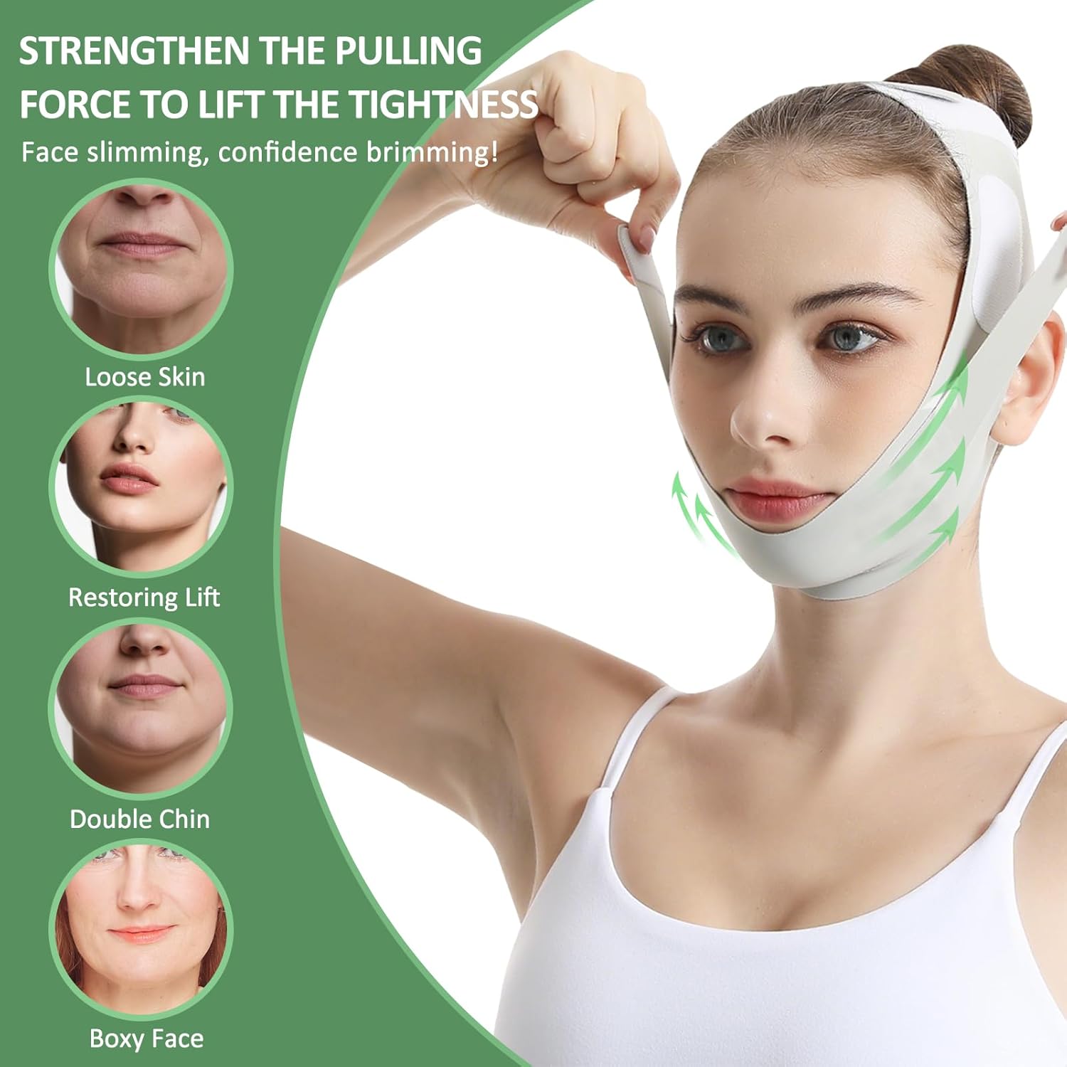 Reusable Facial Lifting Belt, V Line Lifting Mask with Chin Strap for Sleeping, Jaw Exerciser V-Shaped Double Chin Reducer, Jawline Shaper with Adjustable Straps - Image 3
