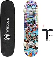 Vista 7 de WHOME Pro - Patineta completa para adultos, jóvenes y niños principiantes, de 31 pulgadas, doble patada, cóncava, 8 capas de arce duro alpino