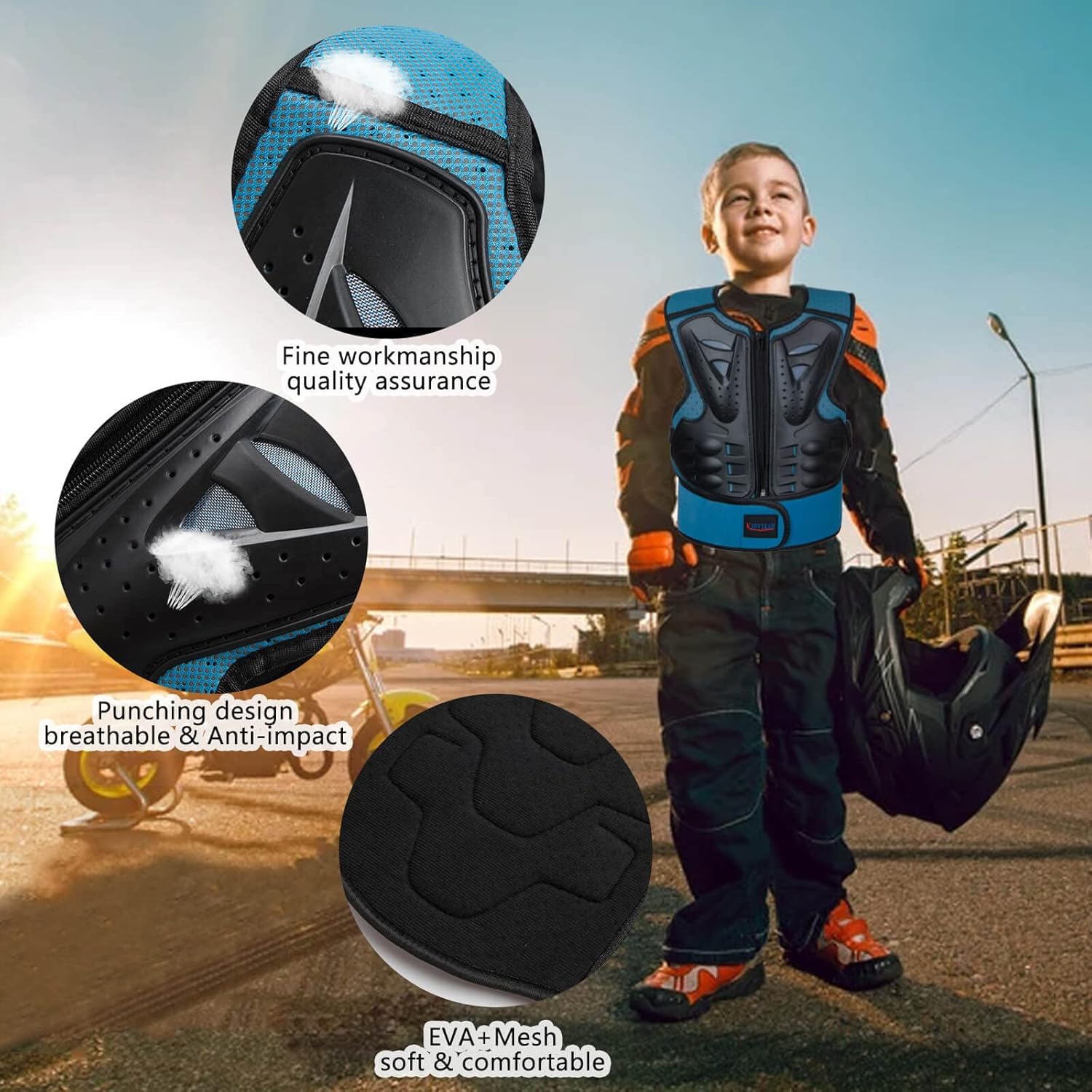 Kids Motocross Vest for Dirt Bike ATV Skateboard,Children Body Armor Protection with Knee Pads Eblow Pads for Cycling Skating