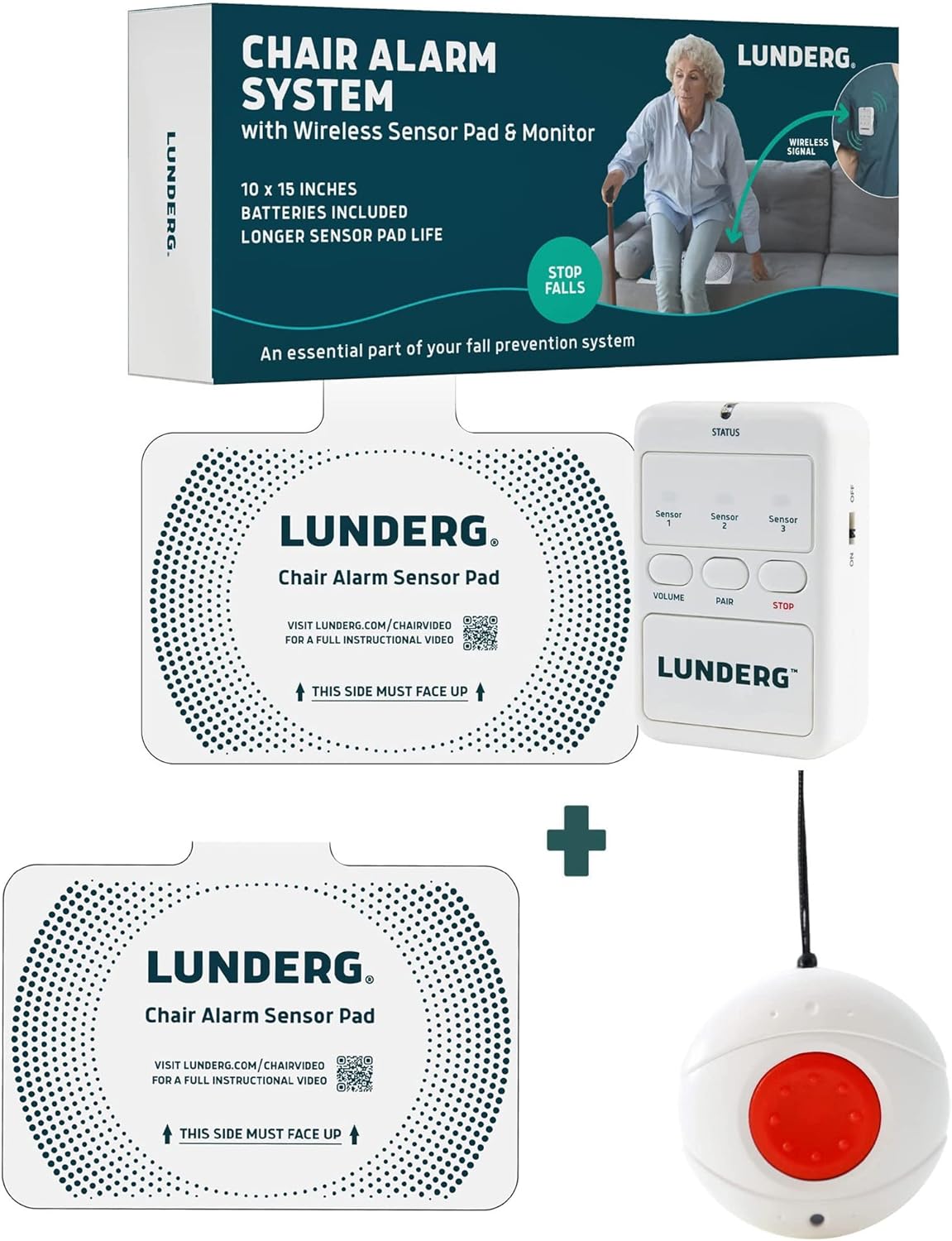 Lunderg Chair Alarm System with Call Button, 2 Wireless