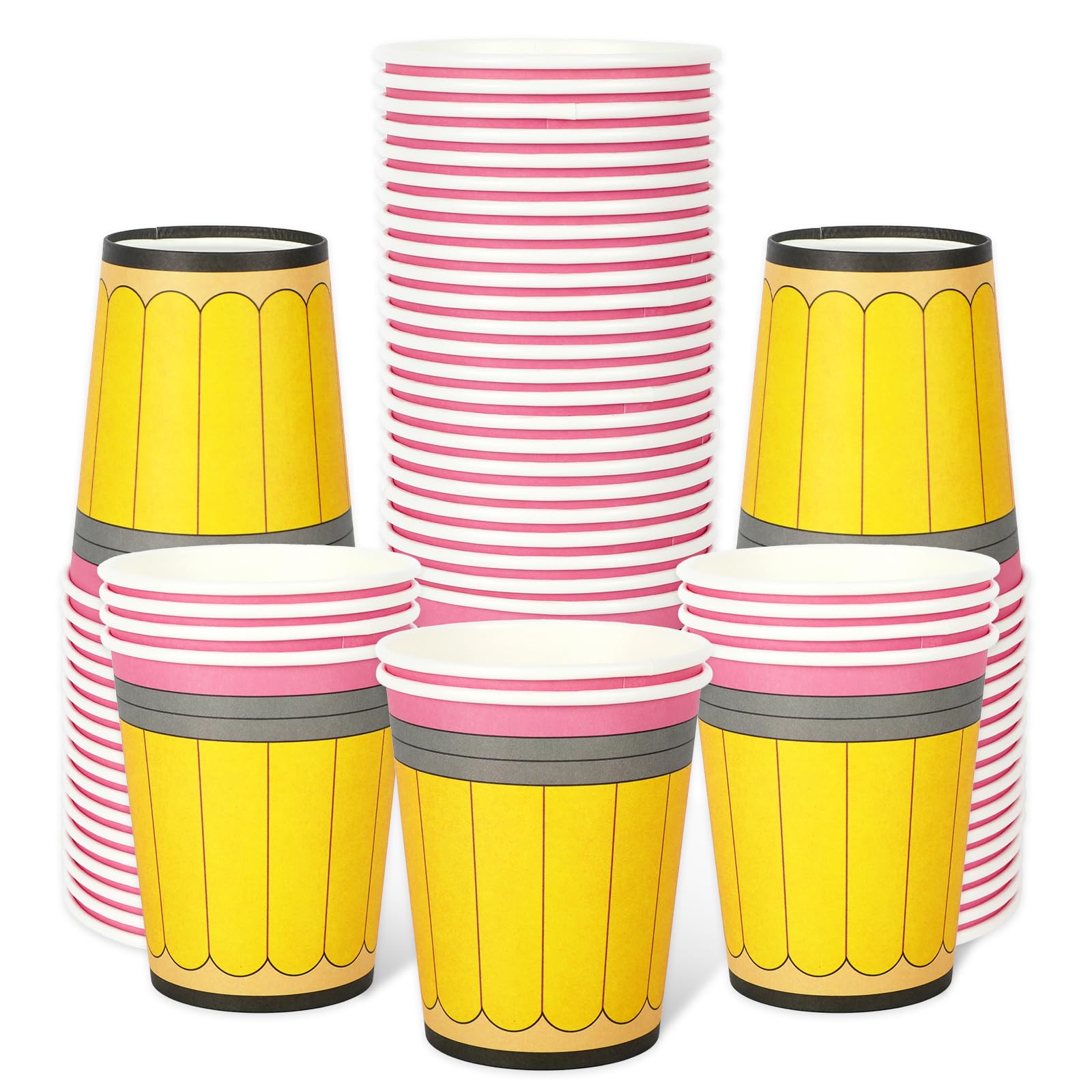 Amazon.com: Whaline 50Pcs Back to School Paper Cups 9 oz Yellow Pencil ...