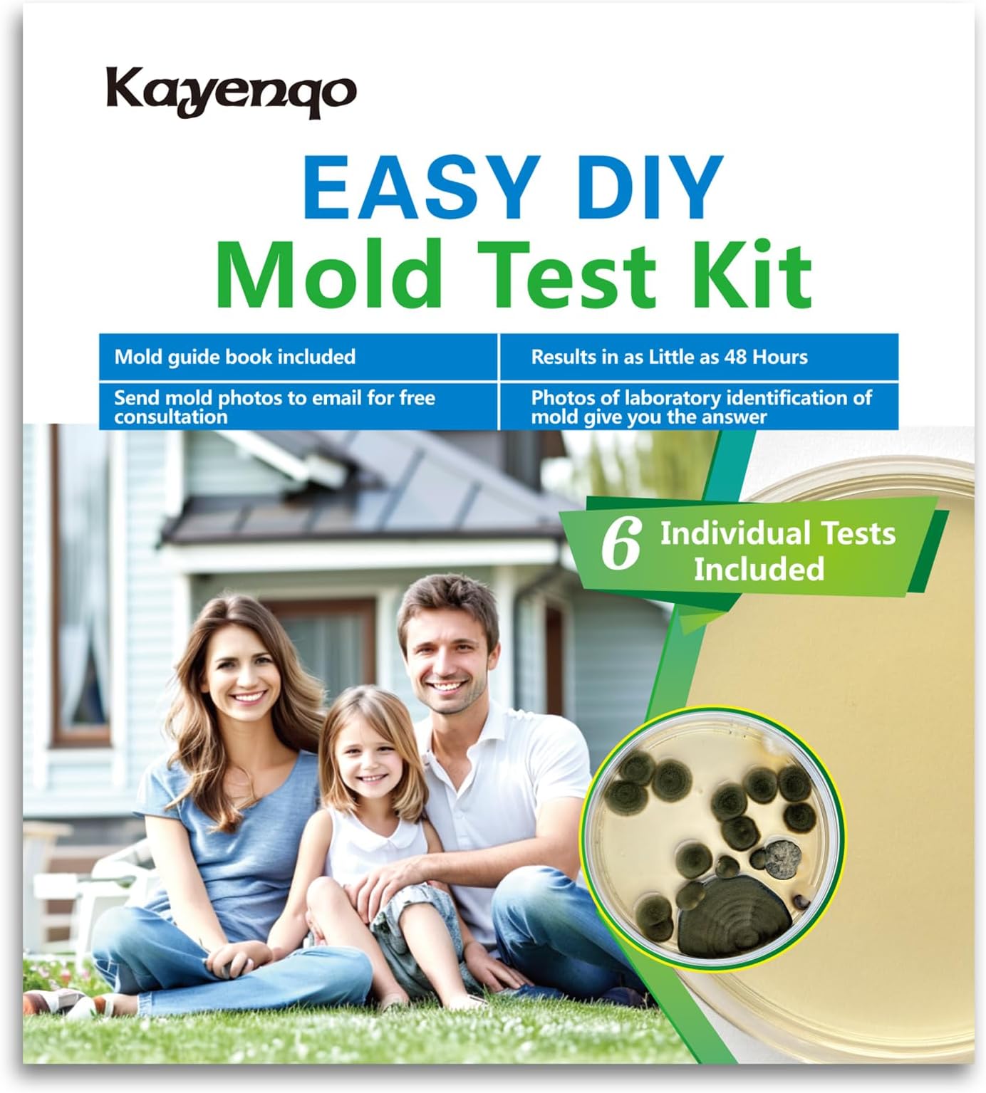 Mold Test Kit for Home - 6 Simple Detection Tests,Test HVAC System,Home Surfaces,&Indoor Air Quality Testing Kits,DIY black Mold Detector at Home,Includes Detailed Mold Identification Guide,air Tester