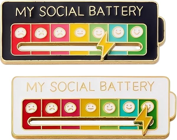 Lot de 2 Broches Émaillées Batterie Sociale - 1