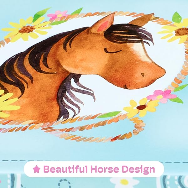 Jewelkeeper Schmuckschatulle Mädchen im Scheunendesign mit drehendem Pferd - Musikalisches Schmuckkästchen für Kinder mit Melodie Home on The Range - Schmuckaufbewahrung für Kinderschmuck - 5