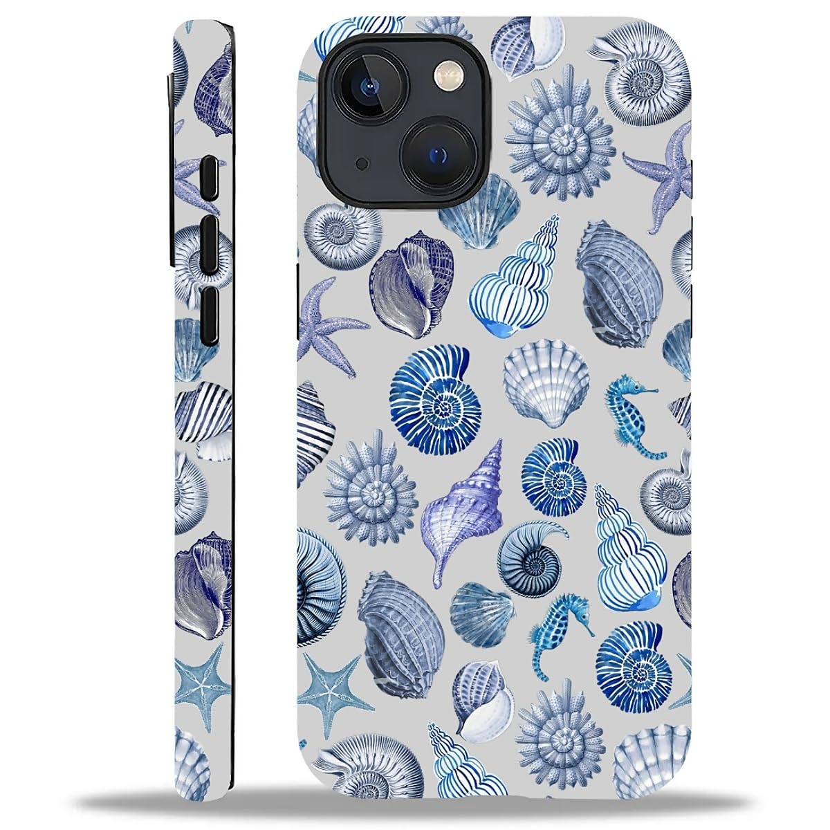 Kapadiy Case for iPhone 14 Plus,Summer Beachy Seashell for Woman Men Full Body Protective Cover Shockproof 2 in 1 Silicone + Hard PC Case for iPhone