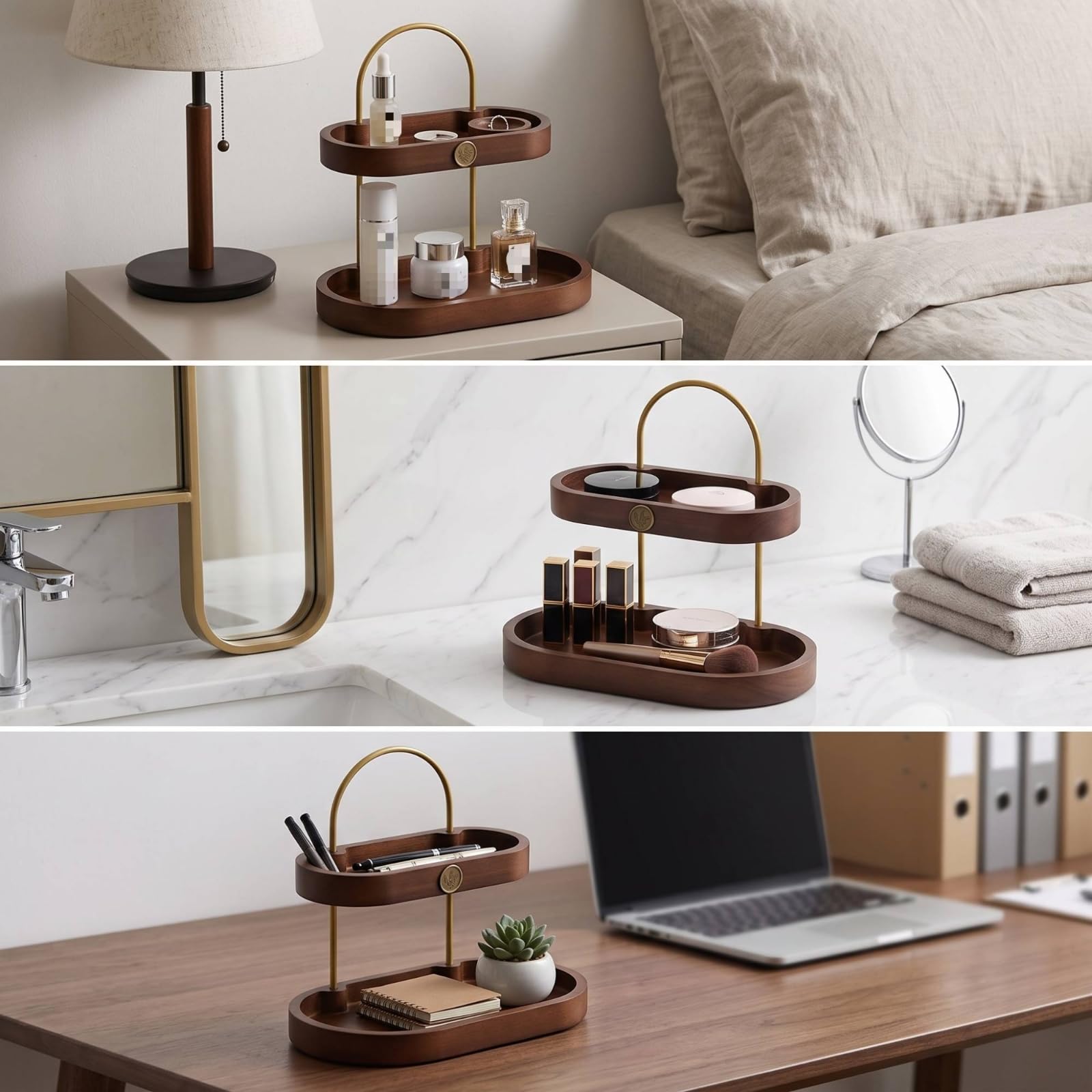 Harilla Kosmetik Organizer Regal Aufbewahrung Halter Ablage mit Kompaktem Freistehendem Aufbau Und Vertikaler Raumnutzung für Schminktisch Kommode Badezimmer Schlafzimmer