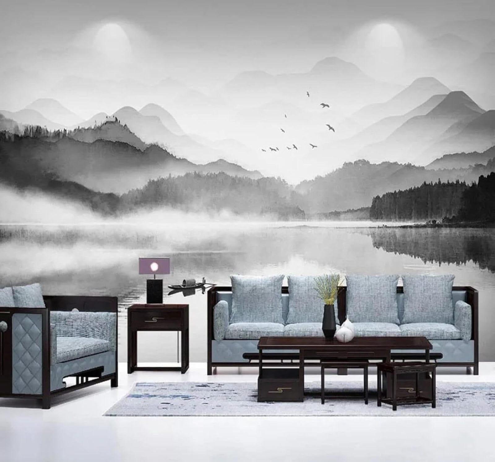 XLMING Large Black and White Landscape Scenery Art 3D Wallpaper Luxury Home Dining Decor Paste Sofa Living Room The Wall for Bedroom Mural-350cm×256cm