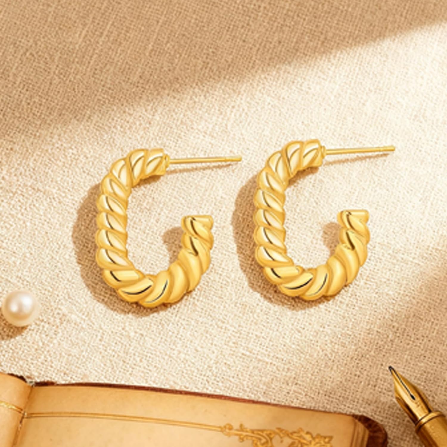 3/6 Pairs of Hypoallergenic Mini Gold Stud Earrings for Women, Shiny High Polish Hypoallergenic Ear Jewelry for Women, Mixed Styles (Ball, Teardrop, Geometry) Gift bag - Image 7