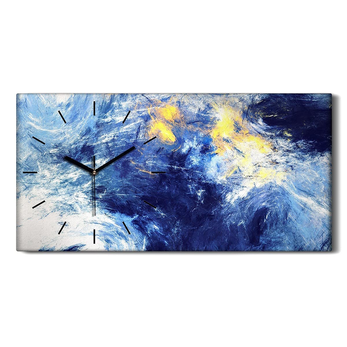 Horloge sur toile abstrait nuages dynamiques art mural moderne 60x30