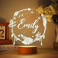 Vista 12 de VEELU Luz nocturna con nombre personalizado con hada rosa, luz nocturna personalizada para bebé, texto grabado, luz individual para niños, princesa