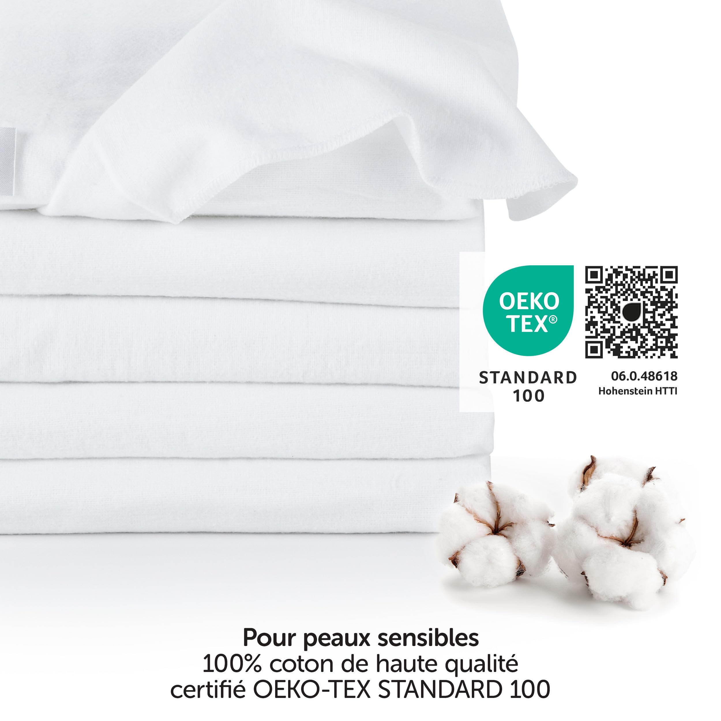 Langes en molleton bébé Lot de 5, 80 x 80 cm - Qualité supérieure - Couleur blanc, double tissage, bordure renforcée, certifié Öko-Tex Standard 100, lavable à 95° C
