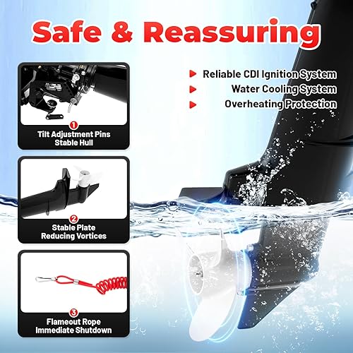 Miniatura 5 de Motores fuera de borda, motor de potencia de refrigeración por agua, lancha inflable, fuerza de empuje resistente, refrigeración por agua, motor