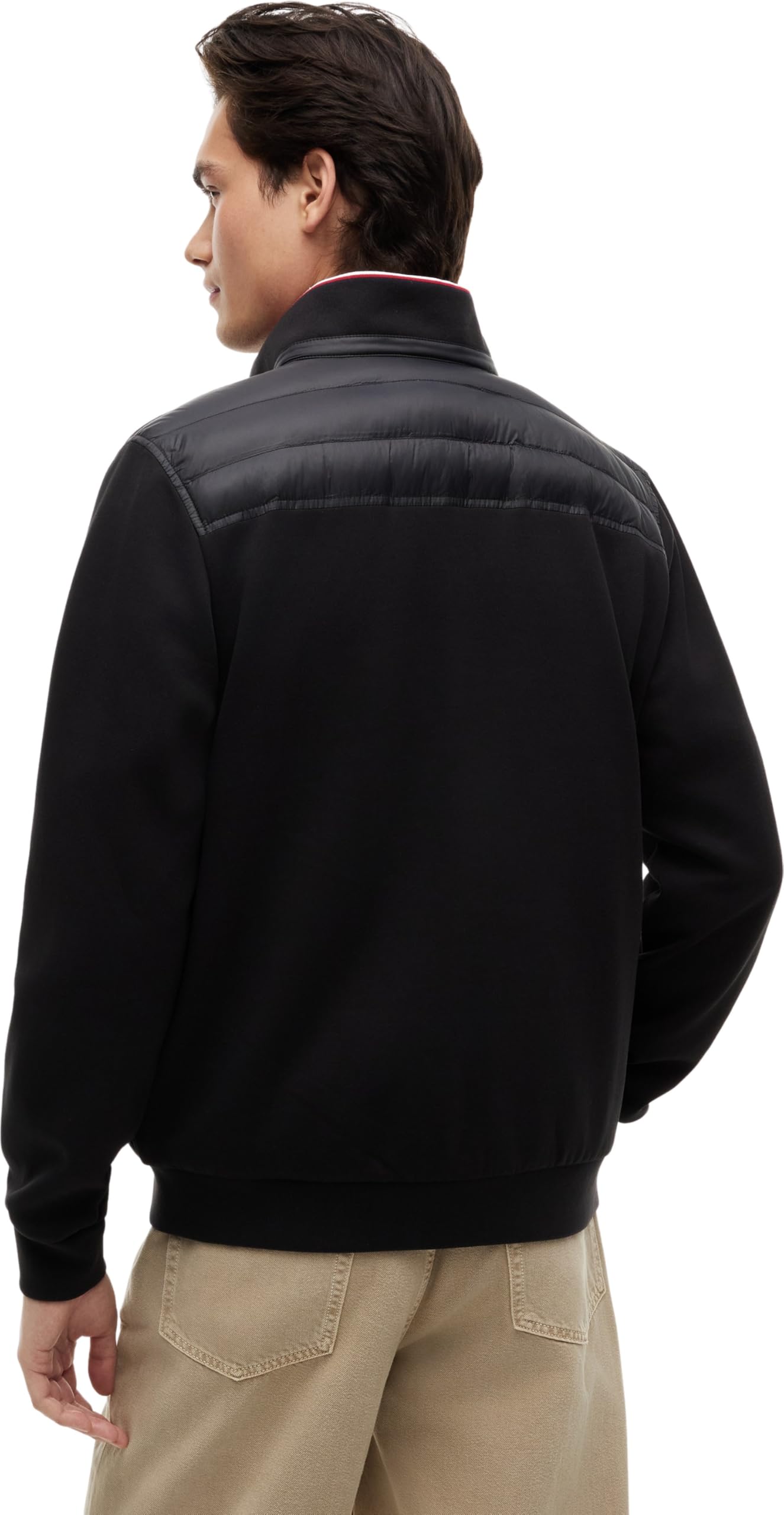Tommy Hilfiger Herren Sweatshirt mit Reißverschluss Mix Media Stand Collar Steppjacke