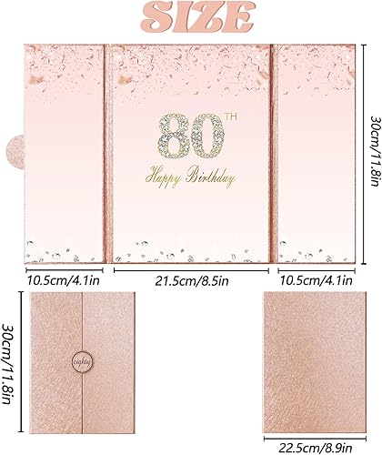 Miniatura 2 de Crenics Decoraciones de oro rosa para cumpleaños n.° 80, alternativa creativa de libro de inicio de sesión de invitada de 80 cumpleaños, libro de