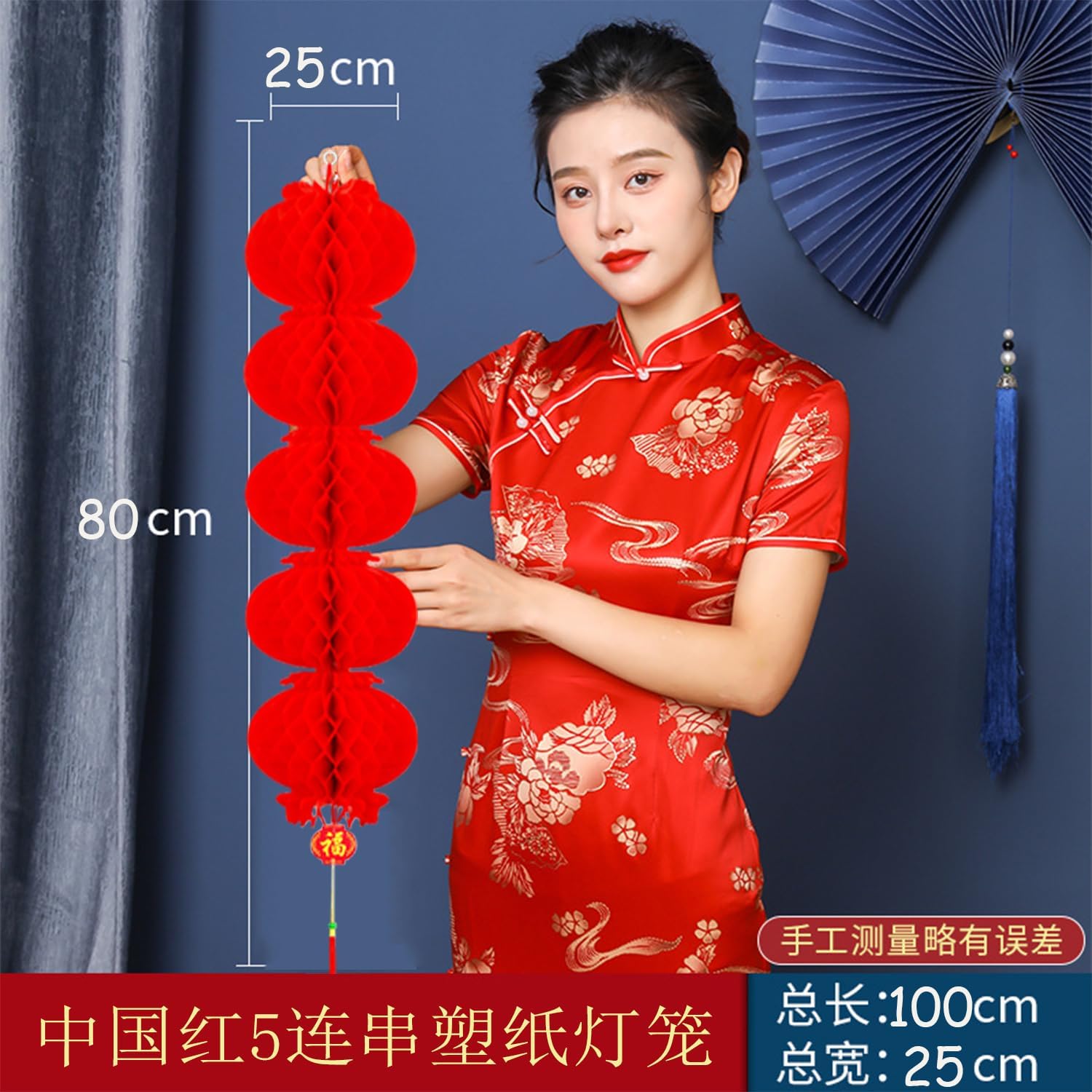 Chinese New Year Decorations Red Fabric Lanterns Decorative Hanging Lanterns for Spring Festival Lantern Festival Chinese Vietnamese Wedding Home Restaurant Party Decor - Image 6