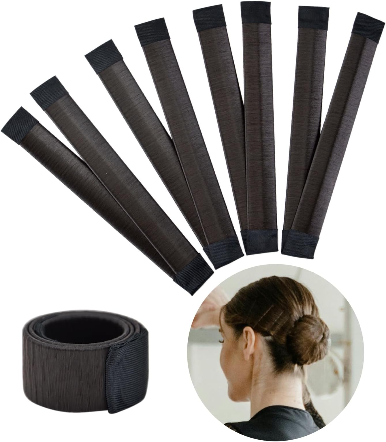 Magic Bun Makers 4 Pcs, Professional Hair Donut Tool - Perfect Ballet Ballerina Easy Kids Bun Maker (Dark Brown)