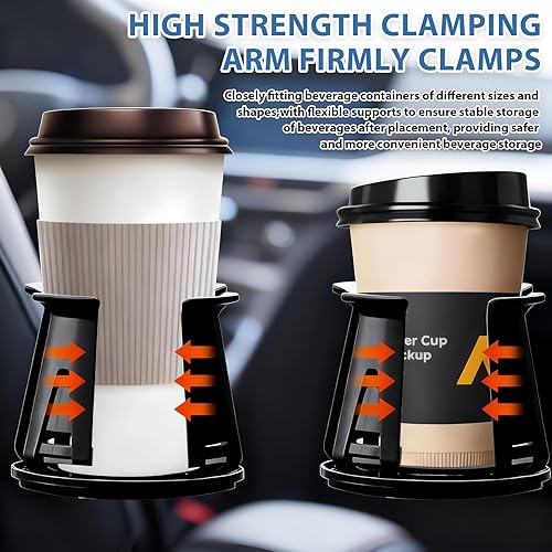 Miniatura 5 de 2 portavasos negros para automóvil, soporte para botella de agua para automóvil, adaptador extensor de portavasos, aplicable para almacenamiento