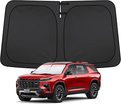2026 Upgraded Windshield Sun Shade for Chevrolet Traverse 2026 2025 2024-2019, Custom Fit Front Window Sunshade, 4-Layer Heat Insulation UV Blocking Sun Visor, Keeps Car Cooler