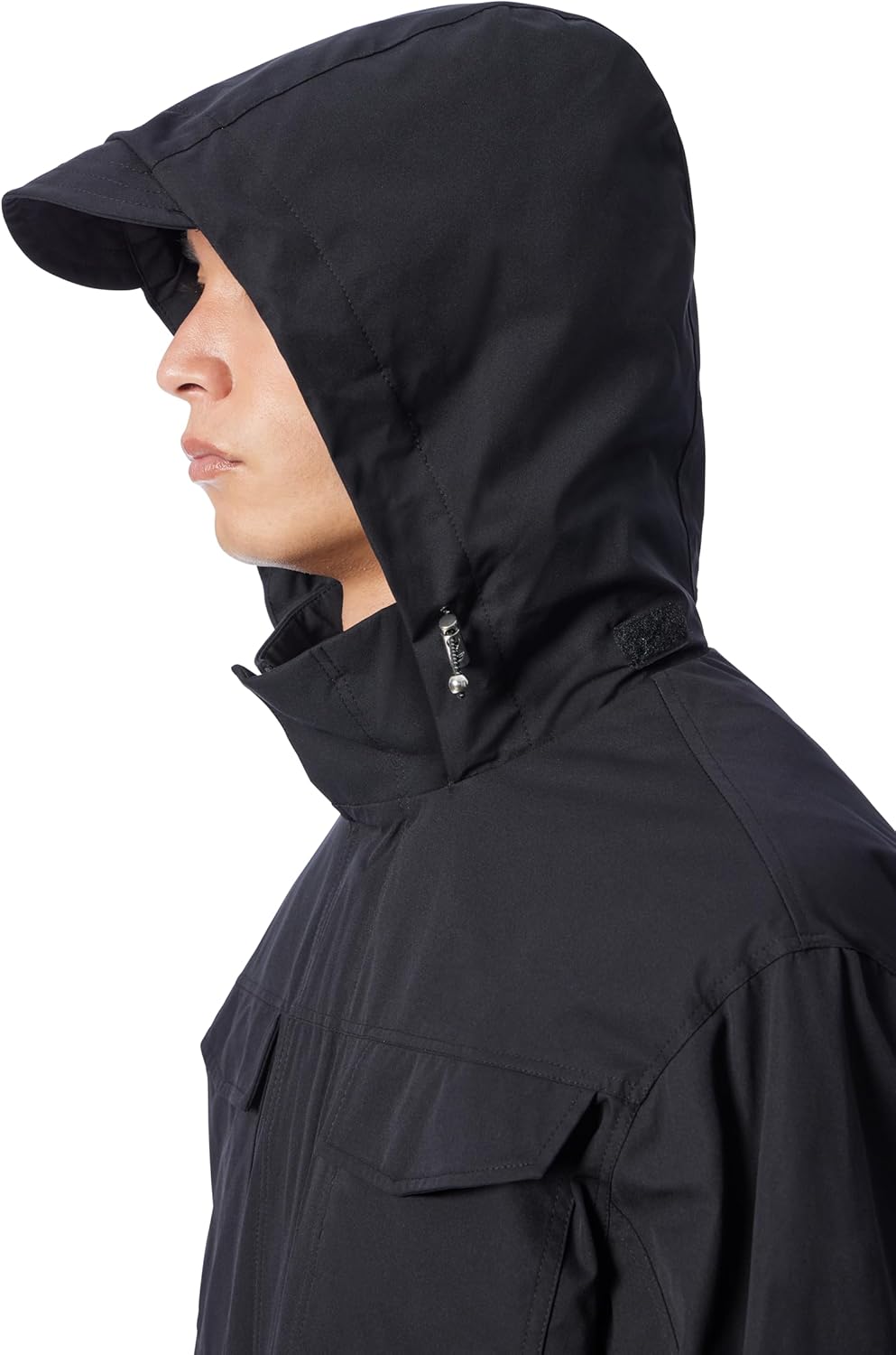 mens Cross Park Hidden Hood Zip Front Parka Jacket With Water Repellent Standard - Image 4