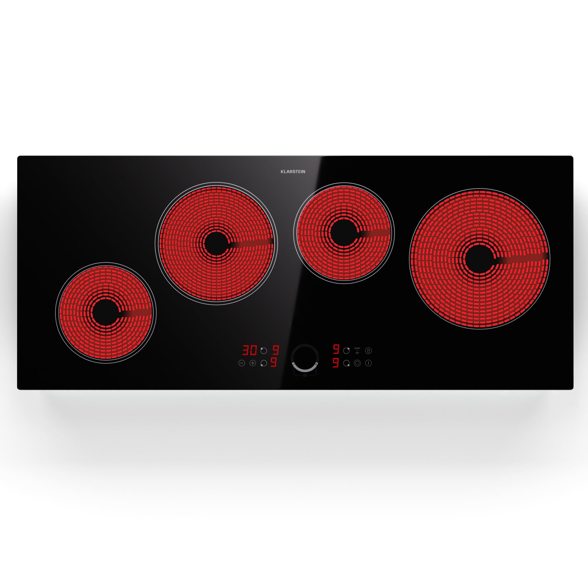 Klarstein Placa Vitroceramica 4 Zonas, Vitro Placa Induccion Bajo Consumo Control Táctil, Placa Coccion Integrada 6500W, Control Táctil, Placas Vitrocerámicas Eléctricas