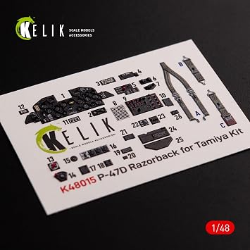 Reskit Kelik K48015 1/48 P-47D Razorback Interior 3D Decals for Tamiya kit