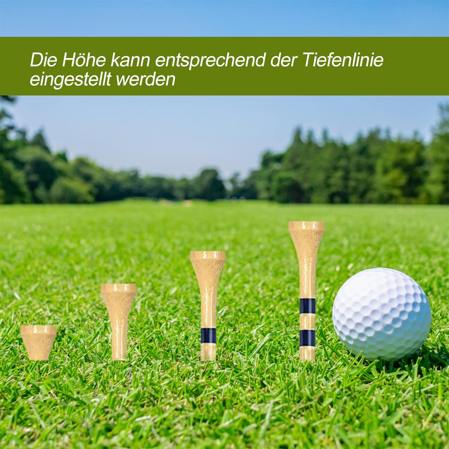 ACONDE Golf Tees - Té de golf de bambú, color amarillo