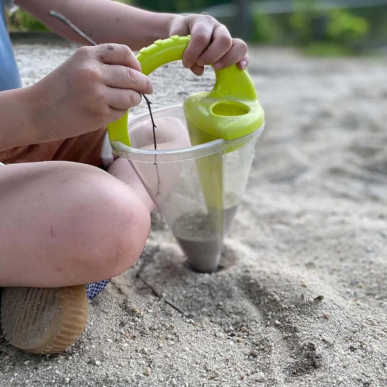 Entonnoir de Sable, Jouet de Plage, Outil de Construction de Château de Sable, Entonnoir de Déversement pour Enfants avec Matériau PP 16x16x27cm, Jeu D'aventure Sensorielle (Vert)